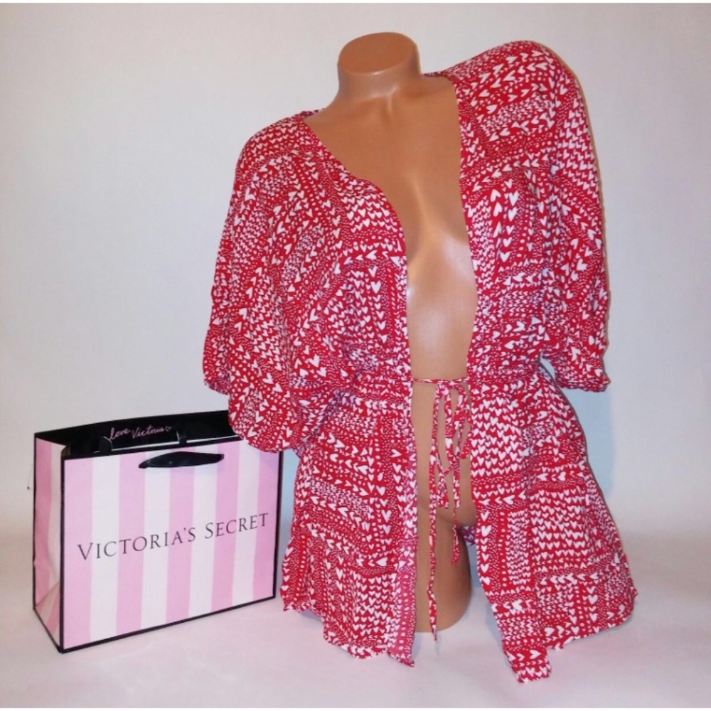 VICTORIA SECRET - red heart kimono - one size